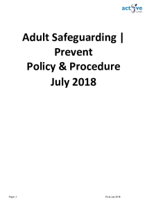 SAFEGUARDING POLICY ADULTS at Risk JULY 2018