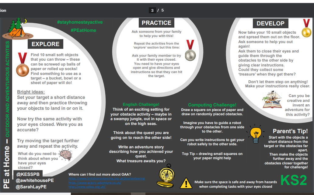 EYFS to KS4 OAA activities and cross curricular links